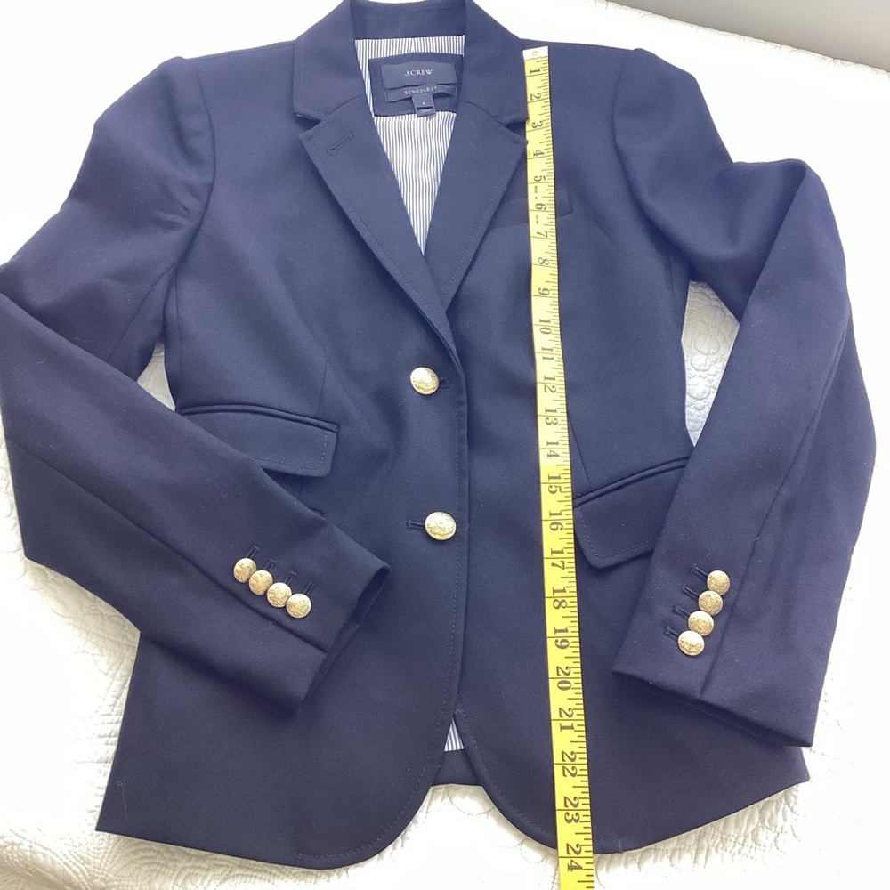 J. Crew SchoolBoy Black Blazer Jacket Gold Buttons Women’s Size 2 Academia Work - Picture 11 of 15